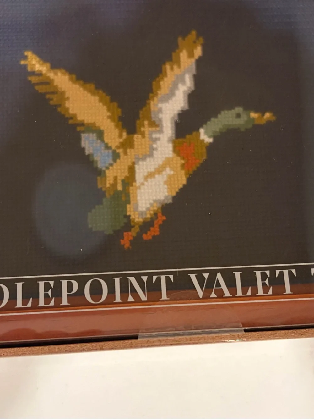 The Kraftsman Navy and Brown Cross-Stitch Duck Valet Tray